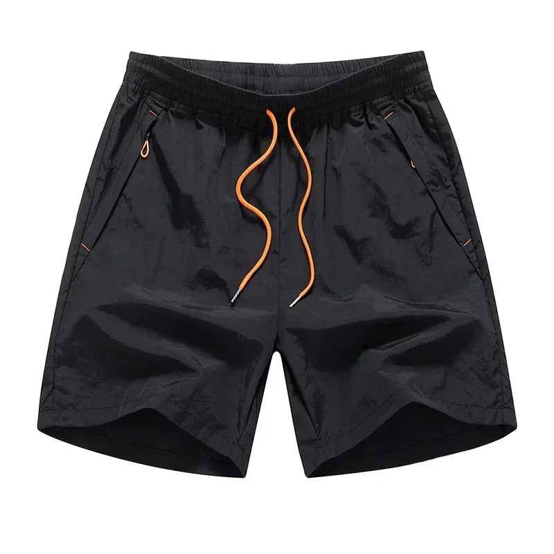 Herren Laufshorts Sommer | Doppellagig | Reißverschluss | Atmungsaktiv | Sportlich-Schwarz-S-Luzern Mode
