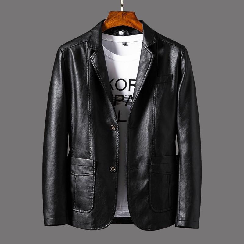 Herren Blazer | Lammleder | Einfarbig | Zwei Knopf Frontverschluss-Schwarz-S-Luzern Mode
