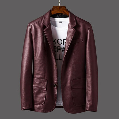 Herren Blazer | Lammleder | Einfarbig | Zwei Knopf Frontverschluss-Weinrot-S-Luzern Mode