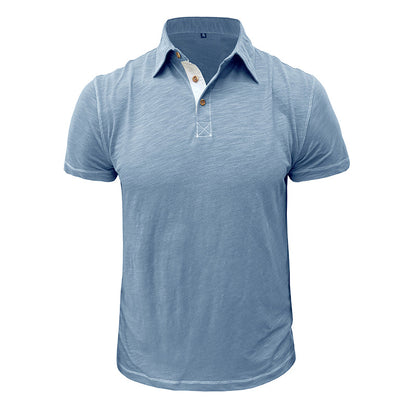 Herren-Poloshirt | Baumwolle | Kurze Ärmel | Kragen | Knopfleiste -Blau-S-Luzern Mode