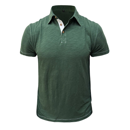 Herren-Poloshirt | Baumwolle | Kurze Ärmel | Kragen | Knopfleiste -Grün-S-Luzern Mode