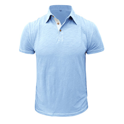 Herren-Poloshirt | Baumwolle | Kurze Ärmel | Kragen | Knopfleiste -Hellblau-S-Luzern Mode