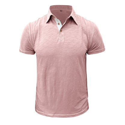 Herren-Poloshirt | Baumwolle | Kurze Ärmel | Kragen | Knopfleiste -Rosa-S-Luzern Mode