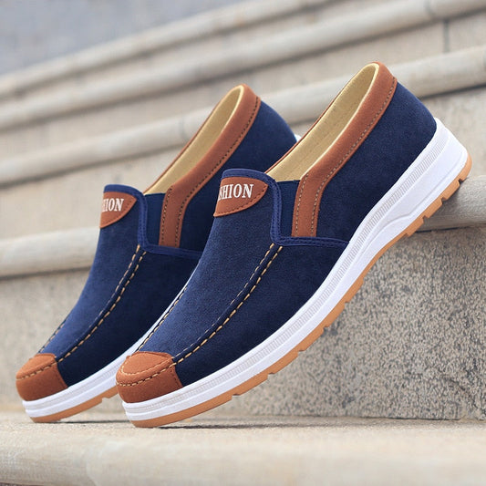 Herren Schuhe | Canvas | Vegan | Hineinschlüpfen | Gummi Sohle-Blau-39-Luzern Mode