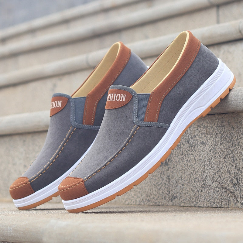 Herren Schuhe | Canvas | Vegan | Hineinschlüpfen | Gummi Sohle-Grau-39-Luzern Mode