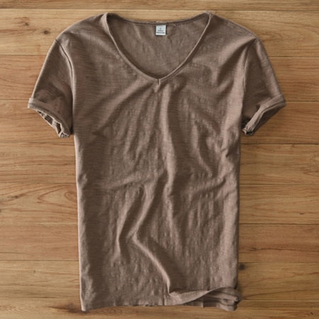 Leinen Shirt Herren | V-Ausschnitt Sommerhemd | Leicht | Atmungsaktiv Baumwolle-Luzern Mode