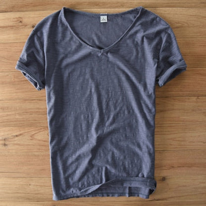 Leinen Shirt Herren | V-Ausschnitt Sommerhemd | Leicht | Atmungsaktiv Baumwolle-Luzern Mode