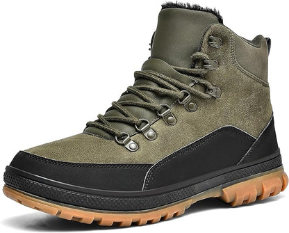 Grüner Herren-Wanderschuh, wasserdicht, rutschfest, Outdoor-Stiefel, Leder, Gummisohle.