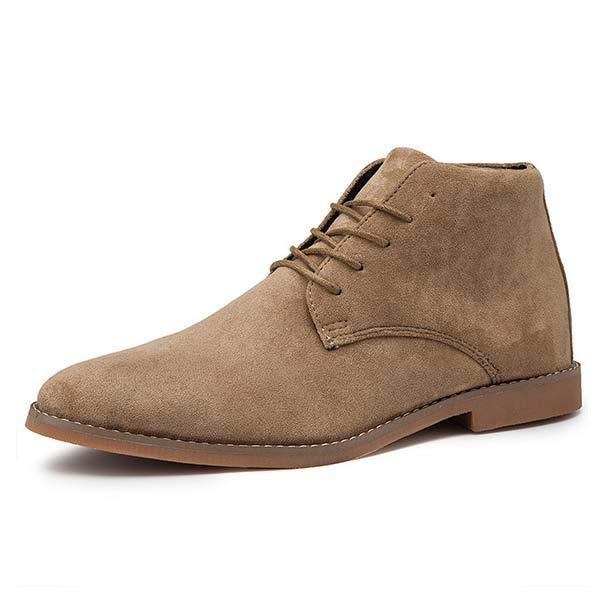 Herren-Wildlederstiefel, beige, Schnürung, modisch, bequem, Freizeit, rutschfeste Sohle.