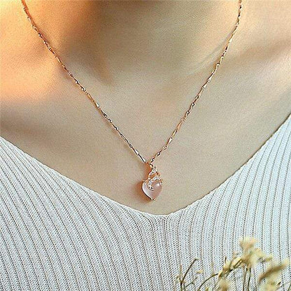 Opal Herz Halskette, roségold, elegantes Design, Damen Schmuck, Geschenkidee, modisch.
