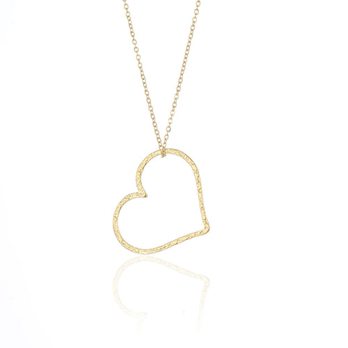 Goldene Herz-Halskette, filigran, Damen-Schmuck, elegantes Design, Geschenkidee.