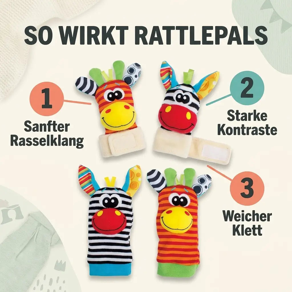 Baby Wrist Rattles and Foot Rattle Socks Set, 4 Pieces, Cotton, 0-12 Months 5