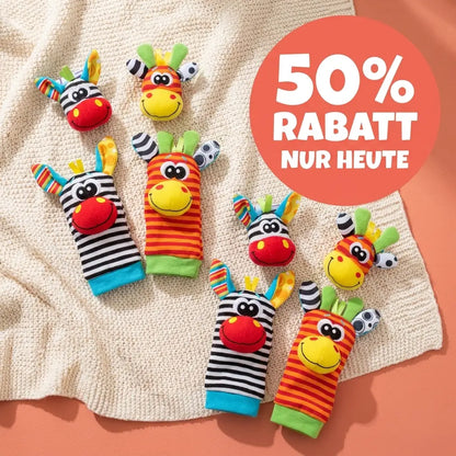 Baby Wrist Rattles and Foot Rattle Socks Set, 4 Pieces, Cotton, 0-12 Months 8