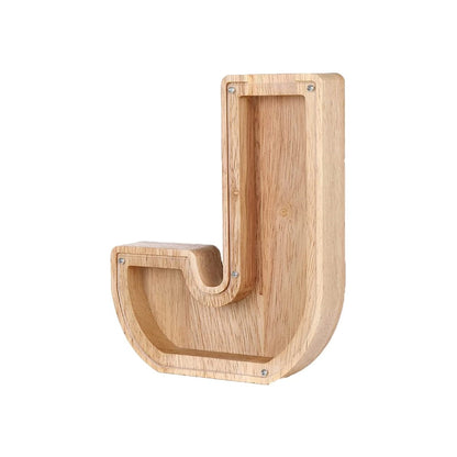 Holzbuchstabe J, natur, dekorativ, Wandmontage, rustikales Design, 3D-Effekt, Holzdeko.