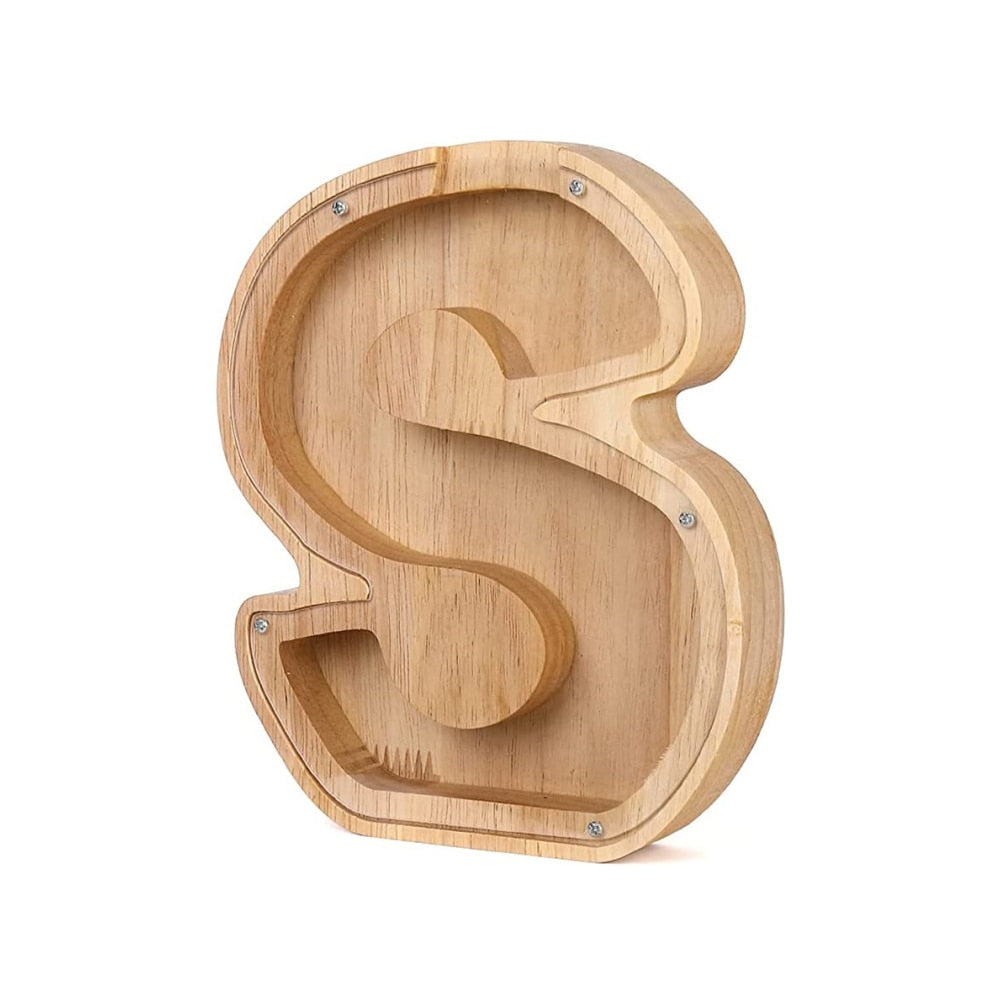 Holzbuchstabe S, natur, dekorativ, Wanddekoration, rustikaler Stil, 3D-Design, Holzoptik