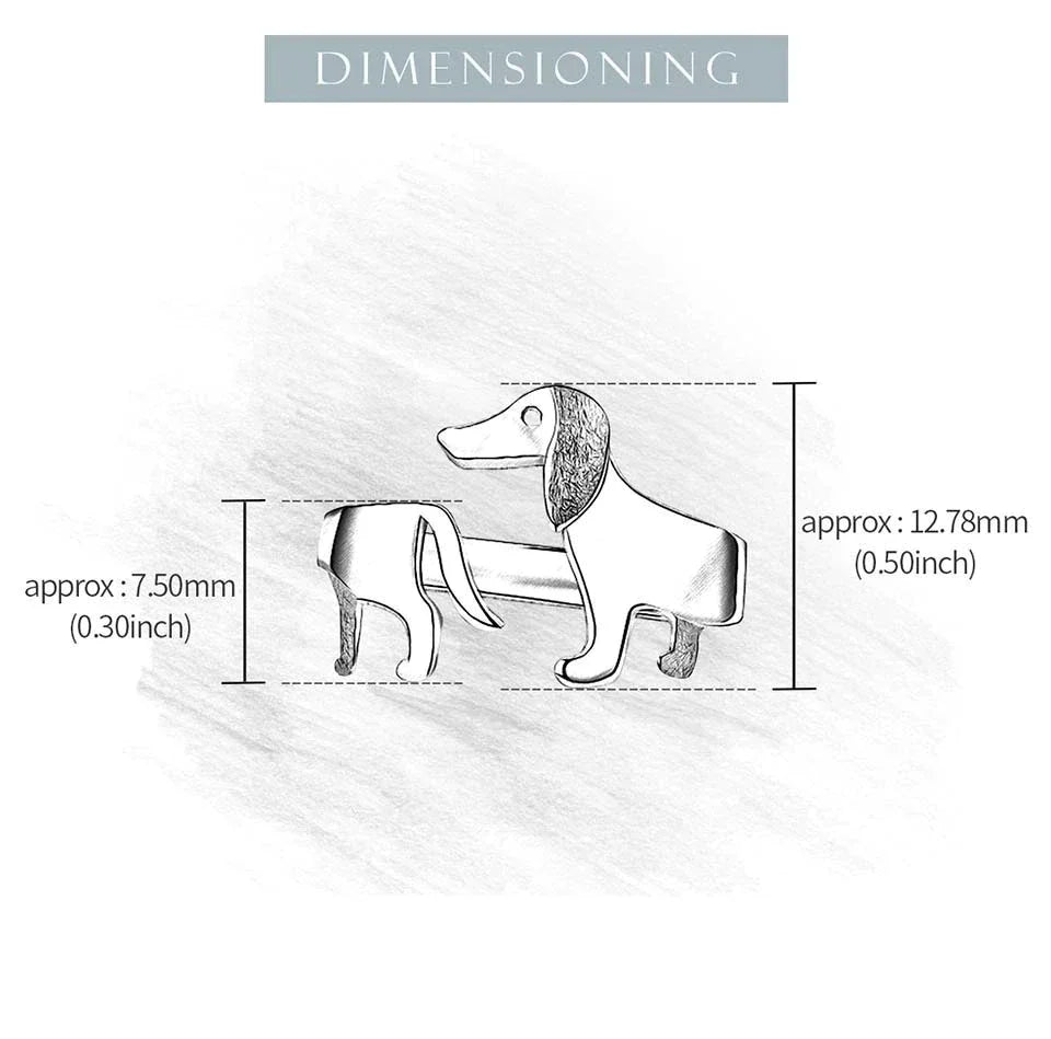 Silberner Dackel-Hundering, Schmuck, 7.5mm x 12.78mm, elegantes Design, Geschenkidee.