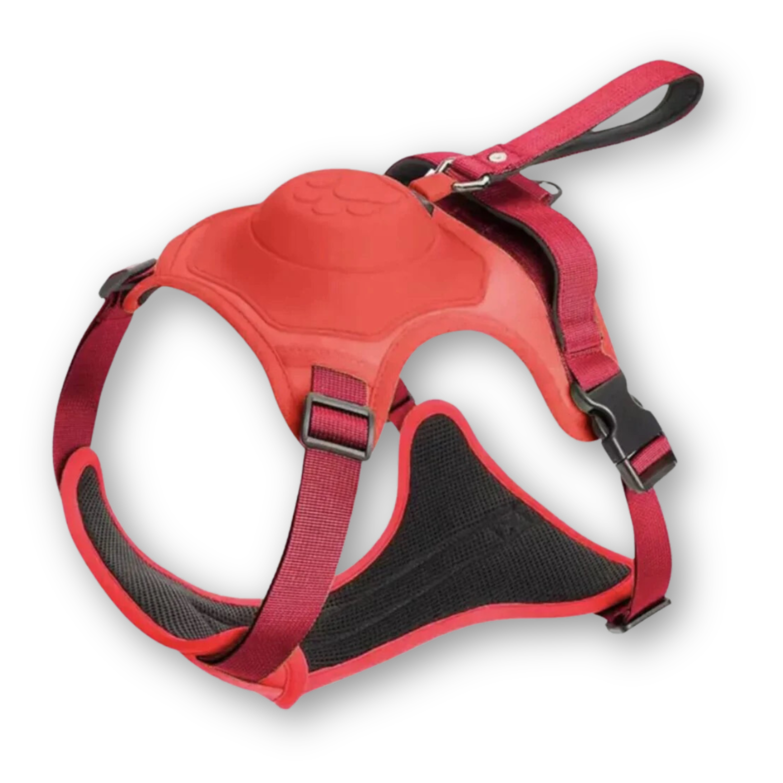 Rotes Hundegeschirr, verstellbar, gepolstert, strapazierfähig, für mittelgroße Hunde.