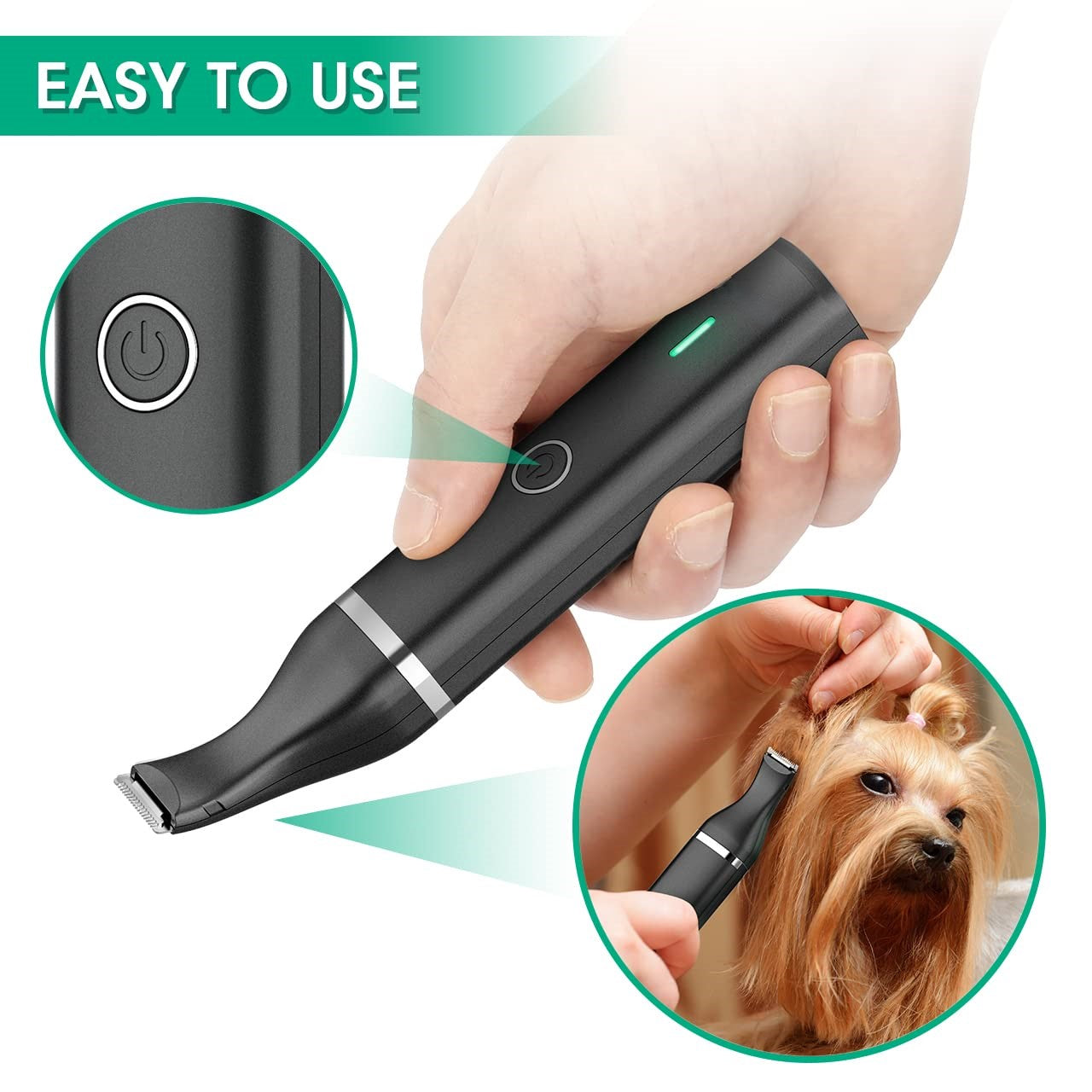 Elektrischer Haustiertrimmer, schwarz, handlich, für Hunde, Katzenpflege, einfach zu bedienen.