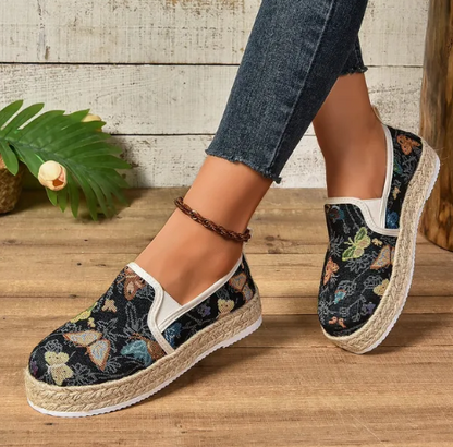 Plateau-Espadrilles mit Blumenmuster – Fleur