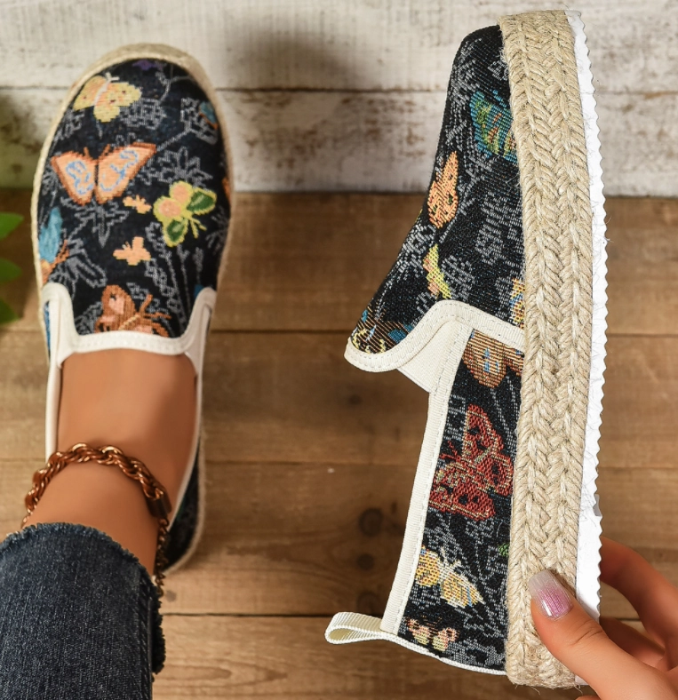 Plateau-Espadrilles mit Blumenmuster – Fleur