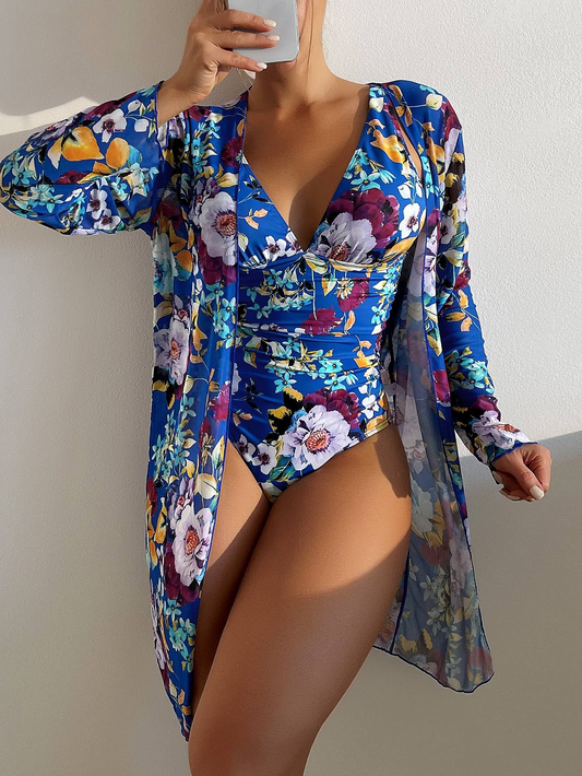 3-teiliges blaues Bikini-Set mit vorteilhaftem Schnitt – Marisse