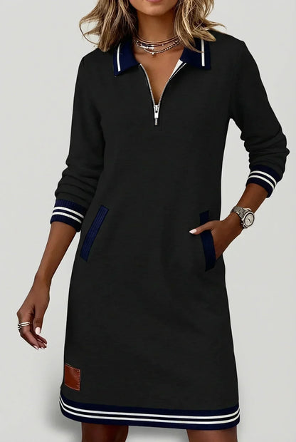 Front-Zip Cotton Linen Dress 11