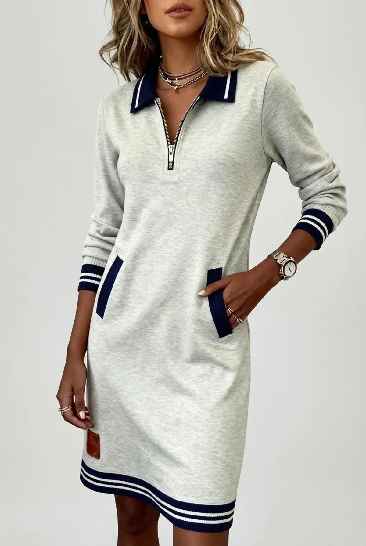 Front-Zip Cotton Linen Dress 6