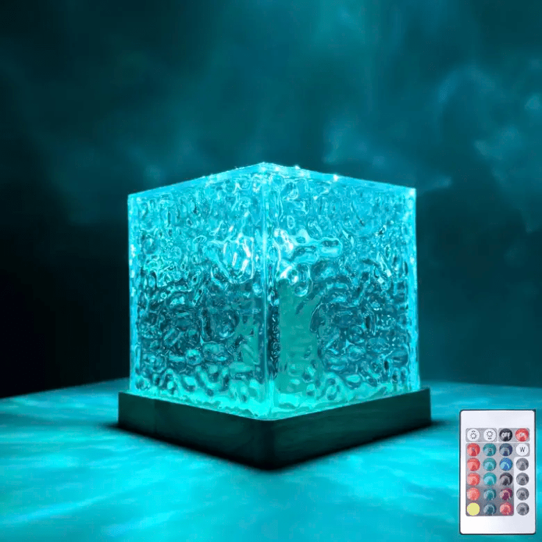 Wave Cube LED Table Lamp with Flowing Color Light Waves 1