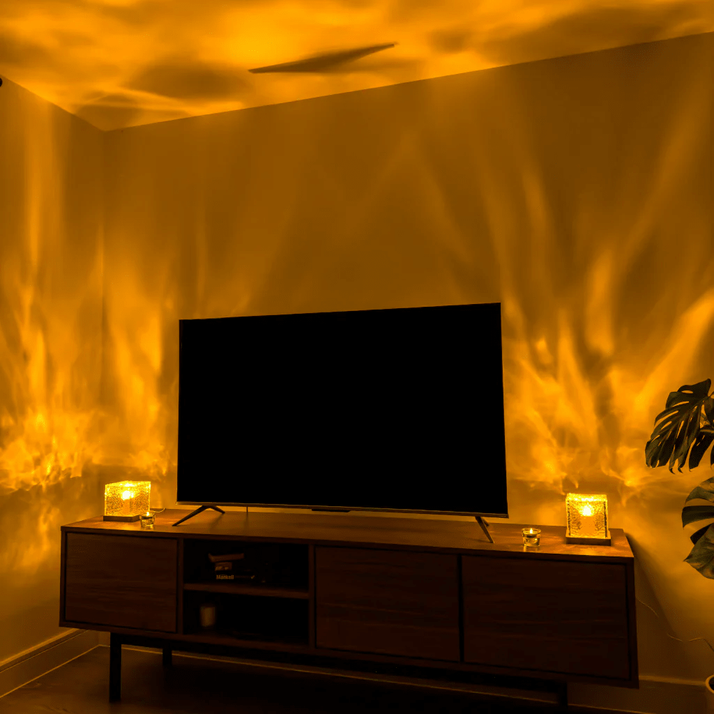 Wave Cube LED Table Lamp with Flowing Color Light Waves 4