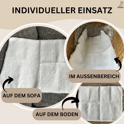 Weiße, flauschige Decke für Sofa, Boden und Außenbereich, vielseitig einsetzbar, gemütlich.