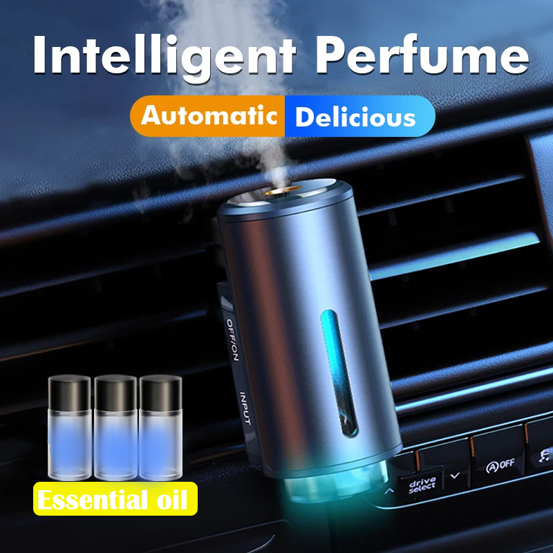 Intelligenter Auto-Lufterfrischer, automatischer Duftspender, ätherisches Öl, blaues LED-Licht