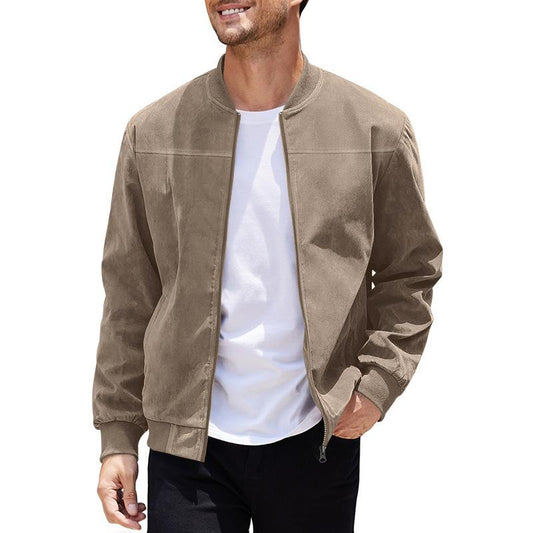 Leichte Herren Übergangsjacke im Wildleder-Look mit Stehkragen – Damian