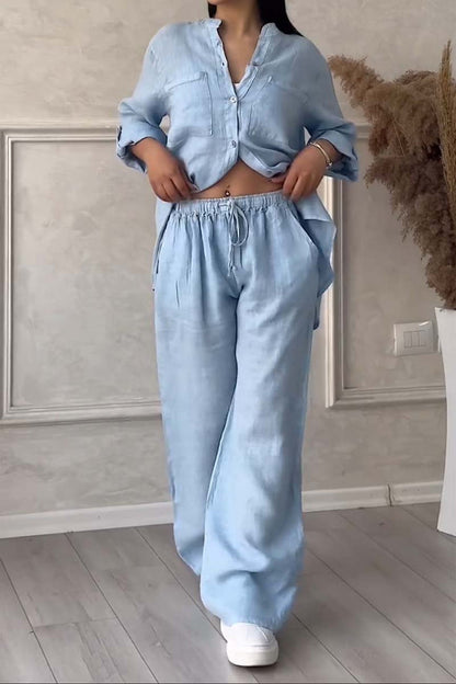 Zweiteiliges Sommer-Set aus Leinen für Damen – Alina