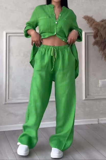 Zweiteiliges Sommer-Set aus Leinen für Damen – Alina
