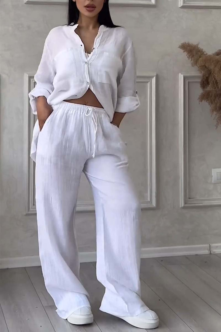 Zweiteiliges Sommer-Set aus Leinen für Damen – Alina