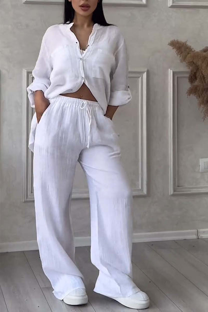 Zweiteiliges Sommer-Set aus Leinen für Damen – Alina