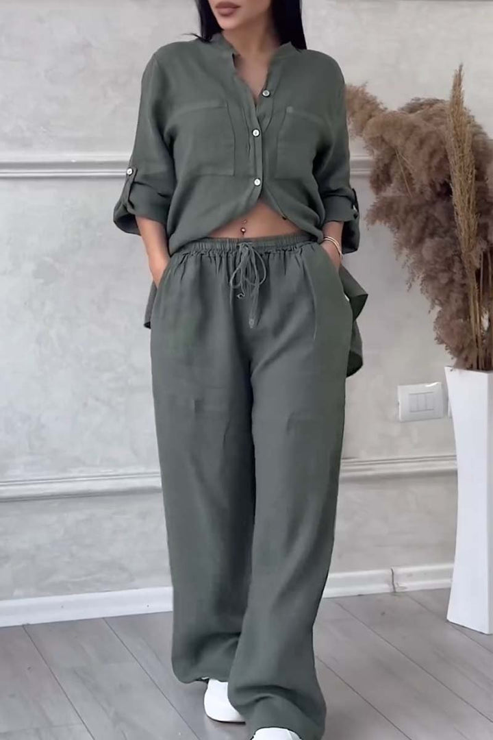 Zweiteiliges Sommer-Set aus Leinen für Damen – Alina
