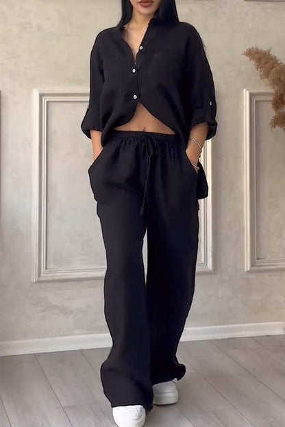 Zweiteiliges Sommer-Set aus Leinen für Damen – Alina