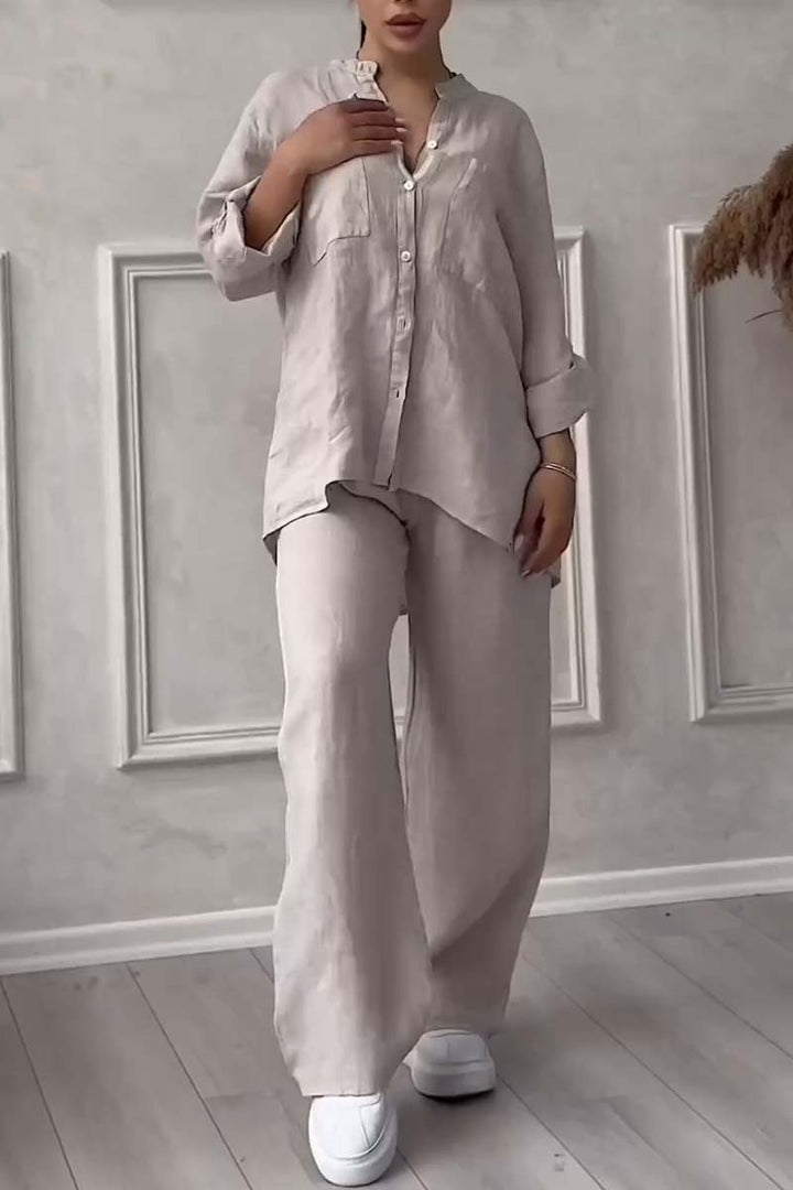 Zweiteiliges Sommer-Set aus Leinen für Damen – Alina