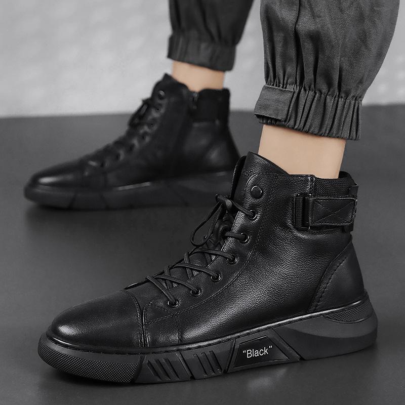 Schwarze Handgemachte Lederstiefel - NoirCraft
