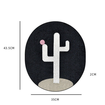 Runder Teppich mit Kaktus-Design, schwarz-weiß, 43,5x35cm, 2cm dick, moderner Wohnstil.