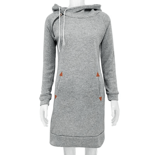Sweatkleid | Taschen | Kaputzen | Knielang | Lange Ärmel | Einfarbig-Luzern Mode