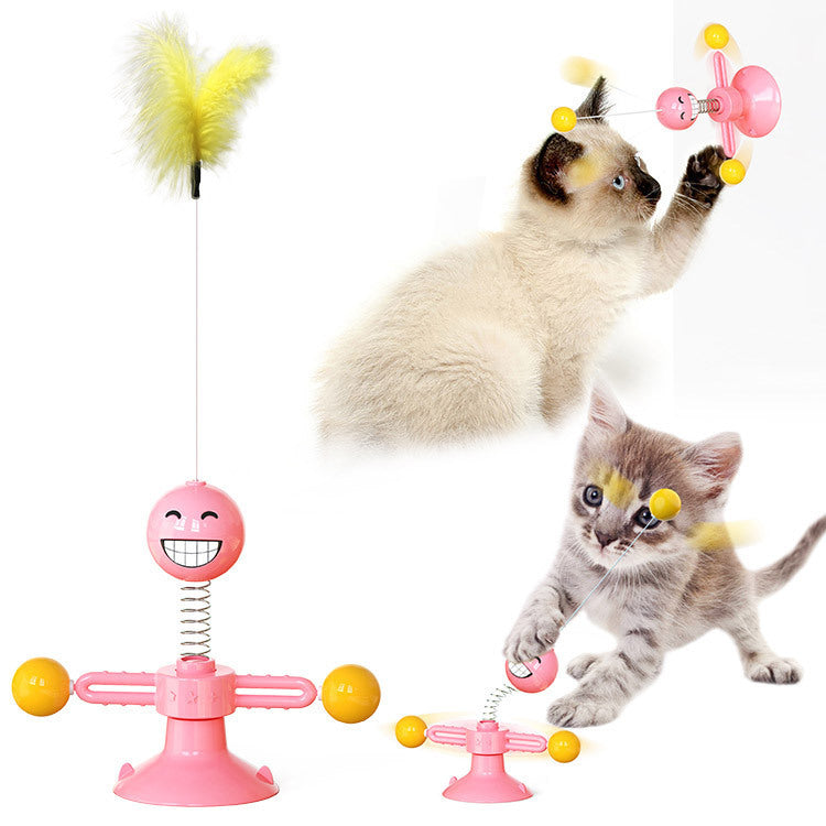 Katzenspielzeug mit Feder, rosa, interaktiv, für Kätzchen, Unterhaltung, Haustierbedarf.