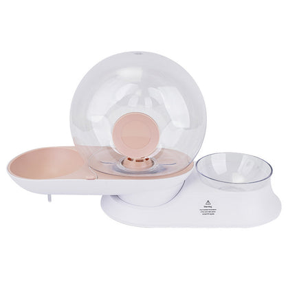 Automatische Katzen-Trinkbrunnen, transparent, rosa, Haustier-Wasserspender, großer Filter.