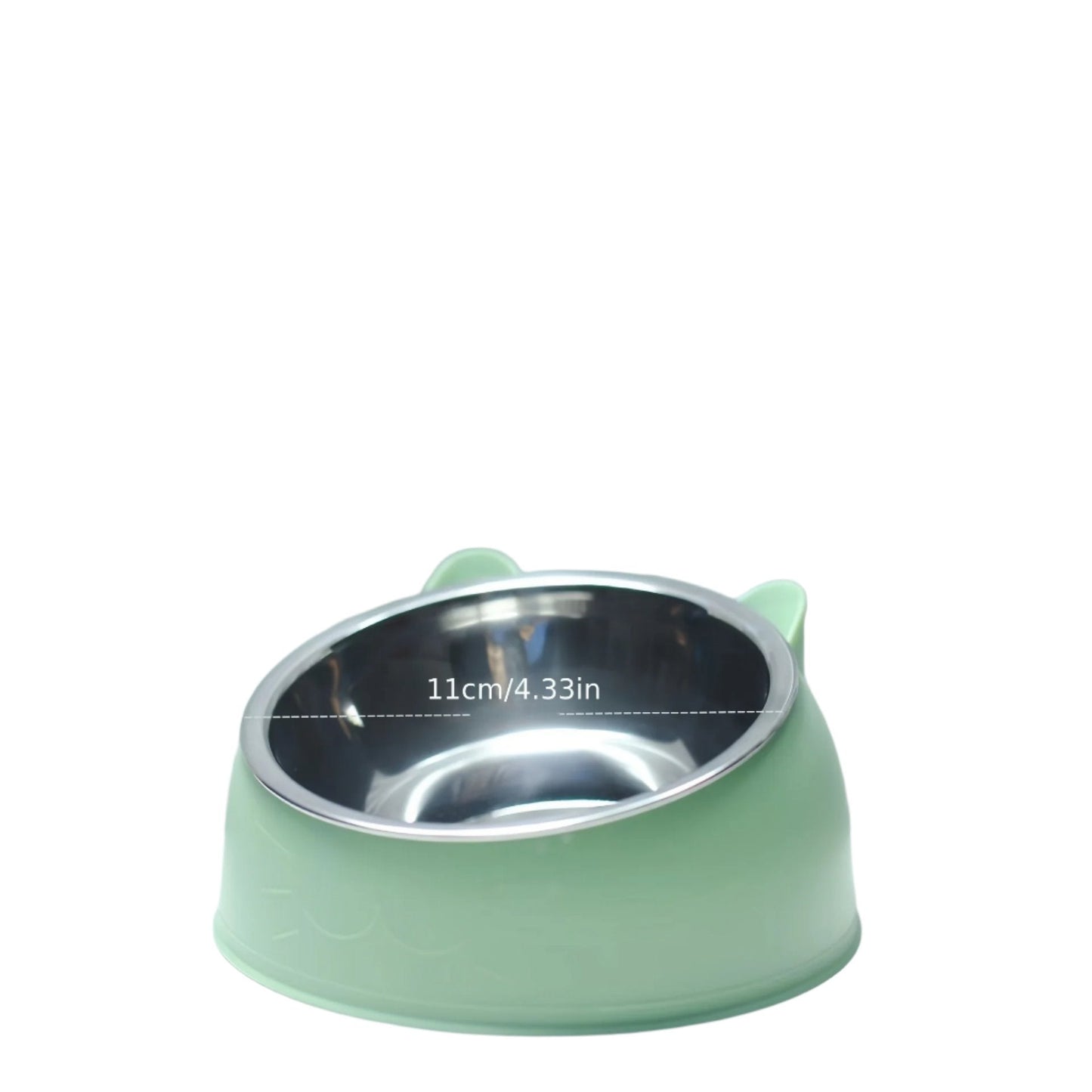 Grüne Katzenschüssel aus Edelstahl, 11 cm, rutschfest, Futternapf für Haustiere.