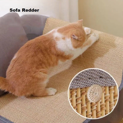 Katzenkratzmatte auf Sofa, beige, Kratzschutz, Möbel, Haustierbedarf, langlebig, rutschfest.