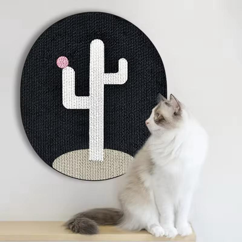 Katzensofa mit Kaktus-Design, schwarz-weiß, modernes Katzenmöbel, Kratzbaum Alternative.