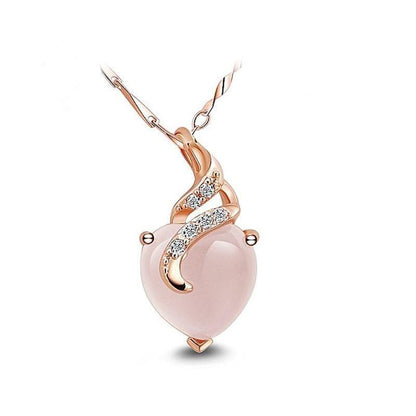 Herz-Halskette aus Opal mit Roségold und Zirkonia, eleganter Schmuck für Damen.