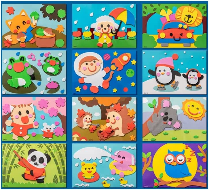 Bunte Kinder-Puzzle mit Tiermotiven, 12-teilig, Lernspielzeug, pädagogisch, aus Schaumstoff.