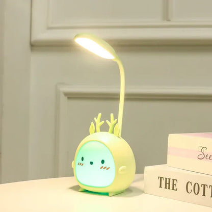 Niedliche LED-Schreibtischlampe für Kinder, USB, Augenschutz, Nachtlicht, gelb, Cartoon-Design.